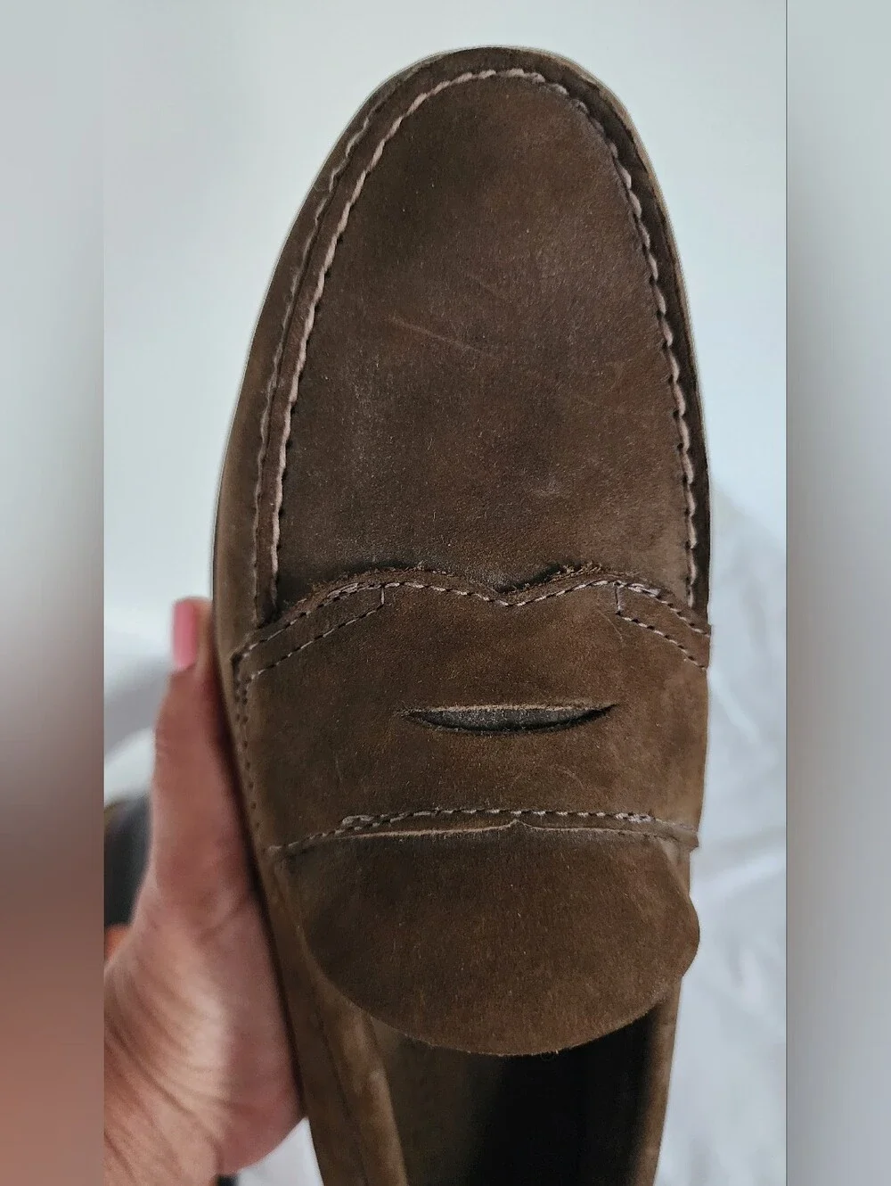 G.H. Bass & Co. Brown Suede Penny Loafers With Horseshoe Plates - Women's Size 8